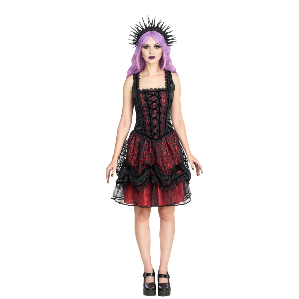 Sinister - 1336 Mini jurk - Zwart/Bordeaux rood